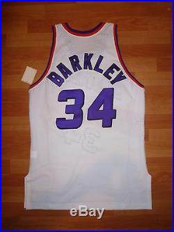 Nwt #34 Charles Barkley Champion Phoenix Suns White Authentic Signed Jersey 44