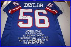 Ny Giants Lawrence Taylor #56 Signed Stat Jersey Hof 1999 Jsa Certified