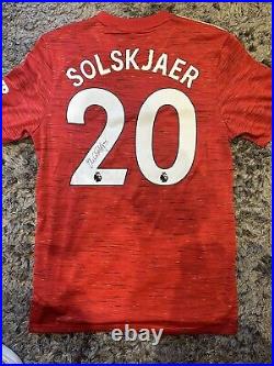 Ole Gunnar Solskjaer Signed Manchester United Shirt Full Signature Autograph