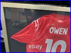 Owen Sign England Euro Football Shirt Framed With Certificate
