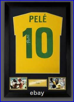 PELE hand signed Brazil 1970 World Cup no. 10 framed shirt COA with proof