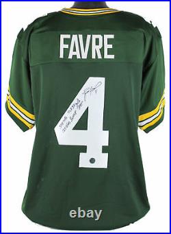 Packers Brett Favre Career Stats Signed Green Jersey with Favre Hologram & COA