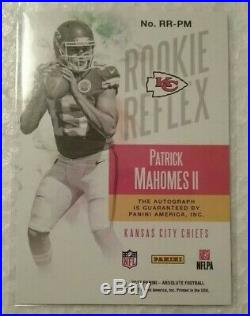 Patrick Mahomes 2017 Panini Absolute Rookie Reflex 19/25 Auto Sign Gold Nm Norsv