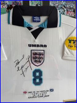 Paul Gascoigne Euro 1996 Signed England Shirt. (With Frame & Certificate)