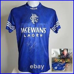 Paul Gascoigne SIGNED Glasgow Rangers 1994 / 96 shirt Autograph. PHOTO PROOF