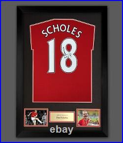 Paul Scholes Hand Signed Manchester United Football Shirt In A Framed Display