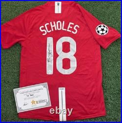Paul Scholes Signed Manchester United 2008 Champions League Winners Shirt with COA