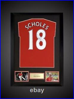 Paul Scholes Signed Manchester United Shirt Framed Private Signing £199