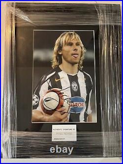 Pavel Nedved Hand Signed Photo Framed Presentation 18x14, AFTAL#221