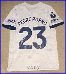 Pedro Porro Signed Tottenham 23/24 Home Shirt-photo Proof