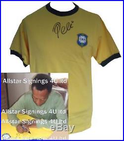 Pele Brazil Mexico 1970 World Cup Signed replica Shirt