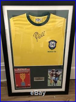 Pele Signed And Framed Brazil Shirt. Coa. Guarantee