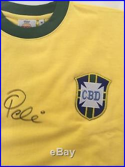 Pele Signed Brazil Shirt 1970 World Cup COA, signed Stamford Bridge 22/01/2006