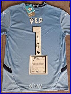Pep Guardiola Signed Manchester City 2024/25 Home Shirt With COA