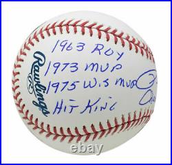 Pete Rose Cincinnati Reds Signed MLB Baseball 9x Inscriptions JSA