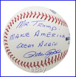 Pete Rose Signed President Mr. Trump Make America Great Again MLB Baseball JSA