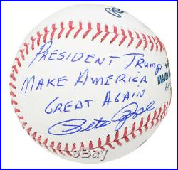 Pete Rose Signed President Trump Make America Great Again MLB Baseball JSA