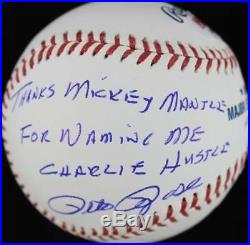 Pete Rose Thanks Mickey Mantle Naming Me Charlie Hustle Signed OML Baseball PSA