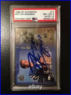 Peyton Manning Signed Auto Autograph 1998 SP Authentic 14 RC HOF PSA 8 10 Invest