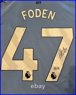 Phil Foden Signed Manchester City Football Shirt Beckett Authenticated