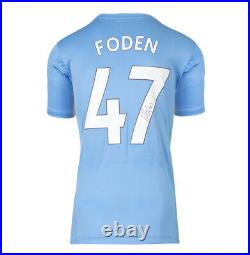 Phil Foden Signed Manchester City Shirt Home, 2021/2022, Number 47