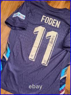 Phil Foden hand signed England away shirt with Coa included