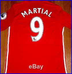 RARE, GENUINE, 2016/2017 Manchester United Squad Signed MARTIAL #9 Shirt with COA