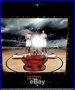 RARE UDA COA LE Jordan Pippen Rodman Auto Signed Upper Deck Museum Framed Bulls
