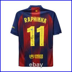 Raphinha Signed Barcelona Home Soccer Jersey #11 with Beckett COA