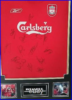 Rare ISTANBUL Liverpool Squad Signed SHIRT Autograph 2005 Display