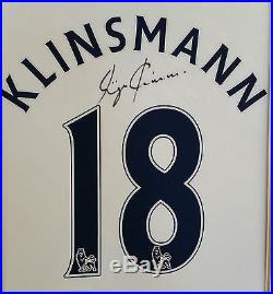 Rare Jurgen Klinsmann of Tottenham Signed Shirt Display AFTAL DEALER COA