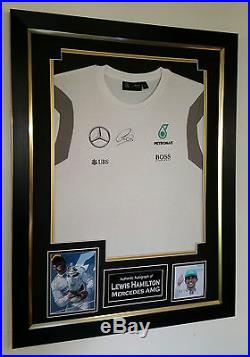 Rare LEWIS HAMILTON of Mercedes Signed SHIRT Autograph Display