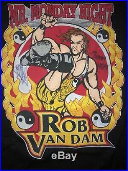 Rare Vintage NEW Original ECW Wrestling ROB VAN DAM Shirt SIGNED Wwf Wcw RVD