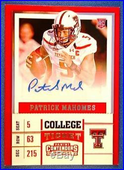 Rc Patrick Mahomes II Auto 2017 Contenders Mahomes Auto Rookie Signed Autograph