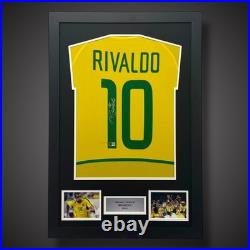 Rivaldo Hand Signed Brazil Framed Football Shirt £399 With COA