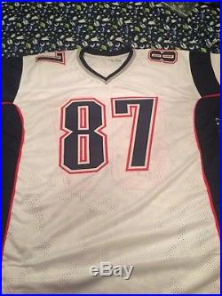 Rob Gronkowski New England Patriots Autographed Signed White Jersey XL GAI COA