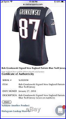 Rob Gronkowski Signed New England Patriots On Field Nike Jersey Steiner COA Auto