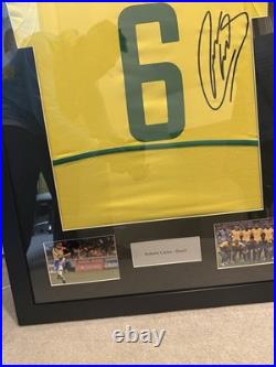 Roberto Carlos Brazil Framed Football Shirt & Signature