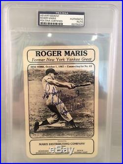 Roger Maris Signed Card From His Beer Distribution Company PSA DNA COA Autograph