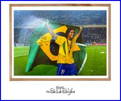 Ronaldinho Hand Signed Iconic R10 Brazil World Cup 16x12 Photo + COA / PSA QO