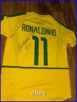 Ronaldinho Signed Brazil Home Shirt With Coa Included