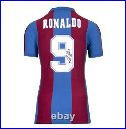 Ronaldo Luis Nazario De Lima Signed Barcelona Shirt Home, Retro, Number 9