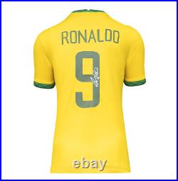 Ronaldo Signed Brazil Shirt 2020-2021, Number 9 (Silver Signature)