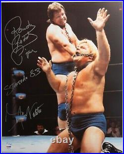Rowdy Roddy Piper & Greg Valentine Signed NWA Starrcade 16x20 Photo PSA/DNA COA
