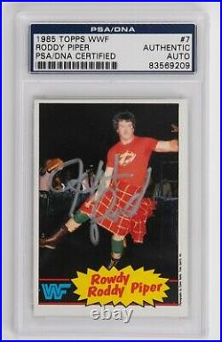 Rowdy Roddy Piper Signed 1985 Topps WWF Rookie Card #7 PSA/DNA COA RC WWE Legend