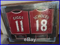 Ryan Giggs Paul Scholes Manchester United Signed Framed Shirts Man Utd New Coa