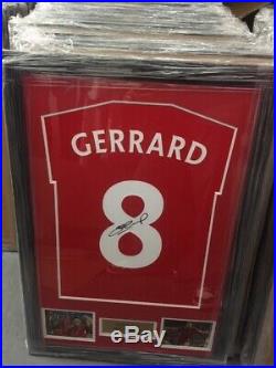 SIGNED FRAMED STEVEN GERRARD RED T-SHIRT GERRARD 8. Christmas Deal £99 Plus P&p