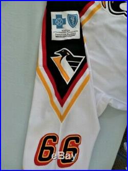 SP Mario Lemieux Game Worn Used Gamer Jersey WBS Penguins Signed LOA Pittsburgh