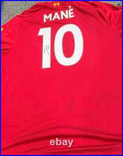 Sadio Mane Signed Liverpool 2019-20 Football Shirt. Damaged B