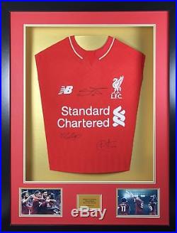 Salah, Firmino and Mane Signed Liverpool Shirt 3D Display With COA